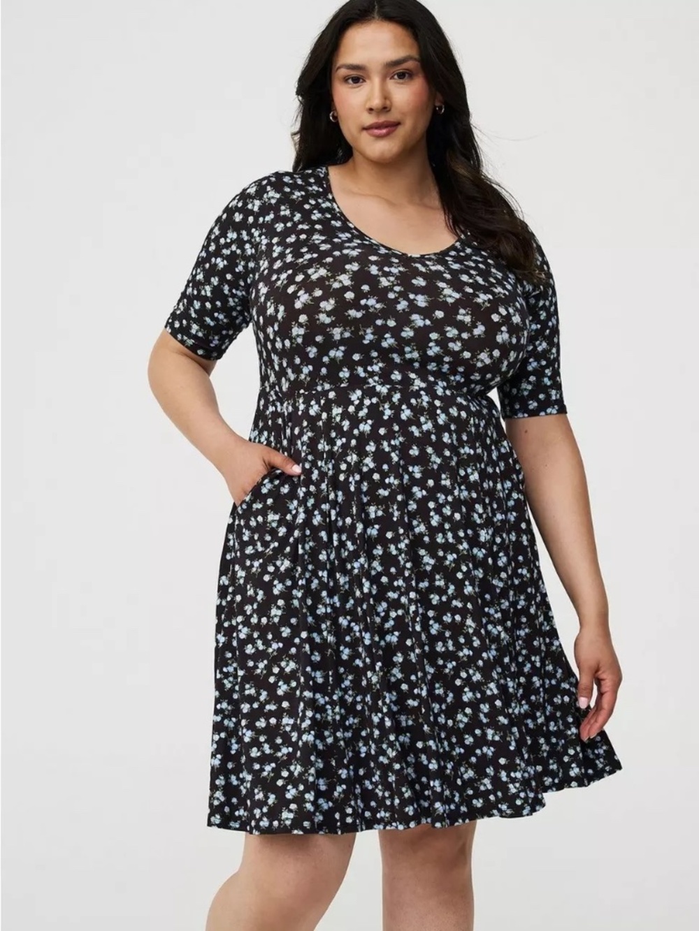 Torrid 2x Super Soft Skater Mini Dress floral EUC